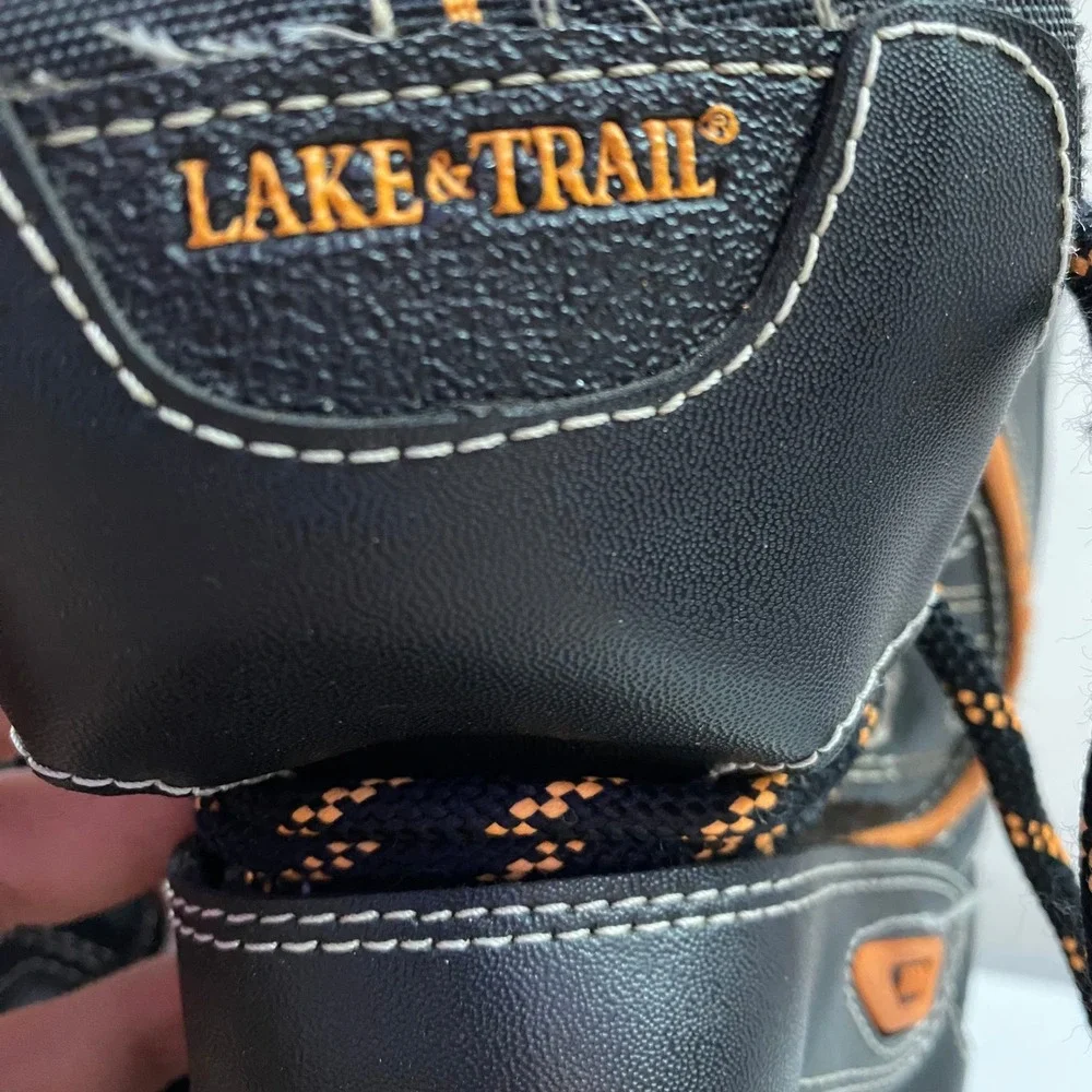 Lake & Trail Snow Boots Kids Size 4 Black Orange Fair Condition Insulated 830‎